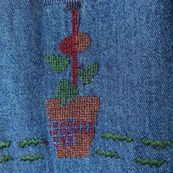 That's The Way To Go Always Innovative Denim Jean Dress Embroidered Birdhouse L - Picture 15 of 16
